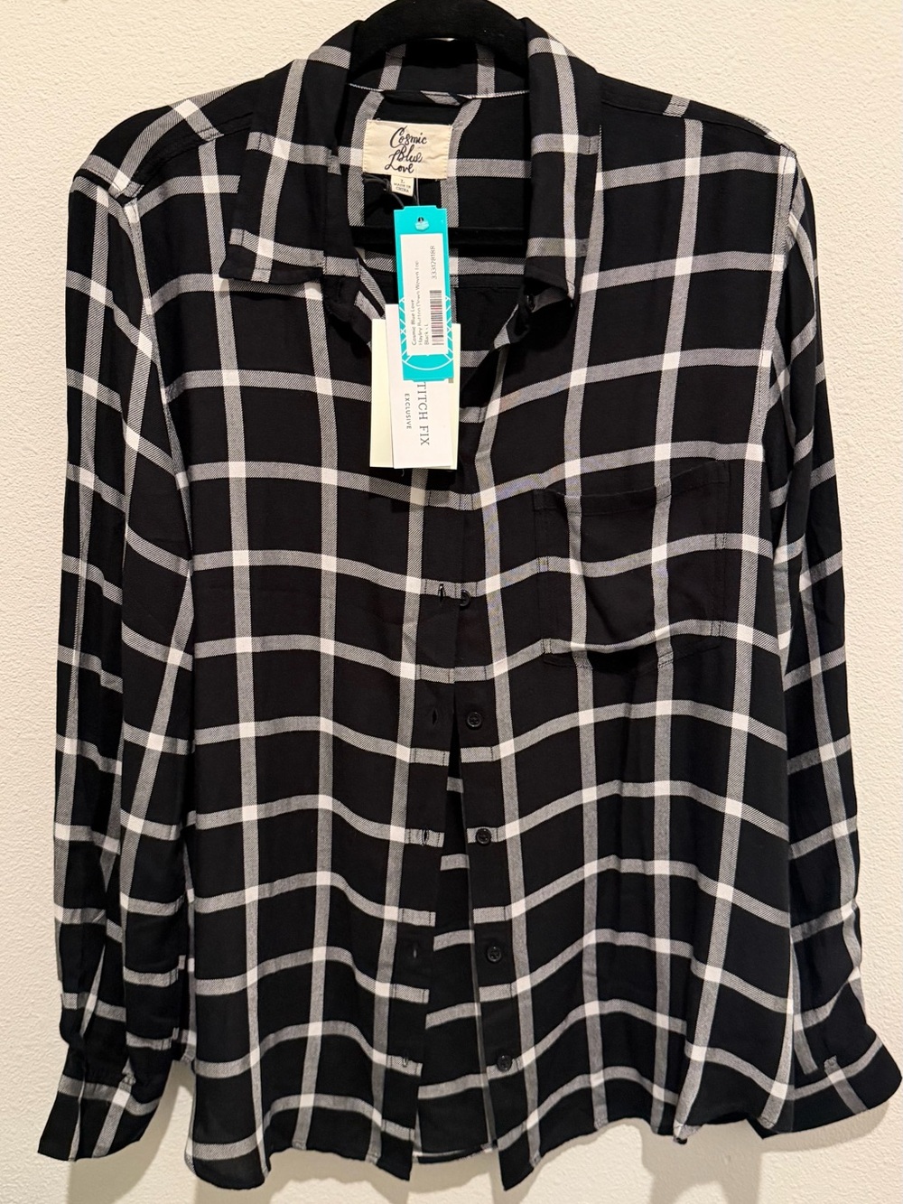 Cosmic Blue Love plaid button-down | Women’s Large | Brand New